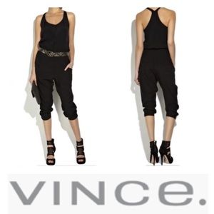 Vince Black Silk Sleeveless Button Up Jumpsuit XS
